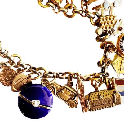 1930s 14K Charm Bracelet with 19 14K Charms