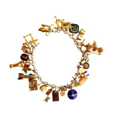 1930s 14K Charm Bracelet with 19 14K Charms