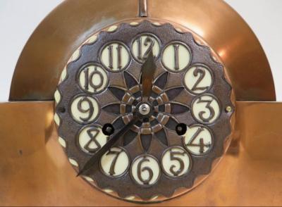 1930s Amsterdam School Rare Copper Mantel Clock with Mauthe Movement