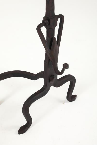 1930s Art And Crafts Abstract Large Iron Andirons