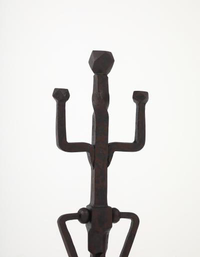 1930s Art And Crafts Abstract Large Iron Andirons