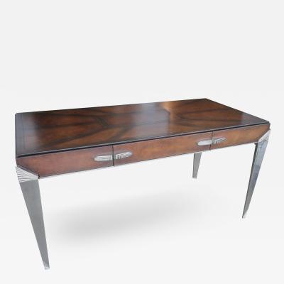 1930s Art Deco Metal and Leather Console Table or Desk
