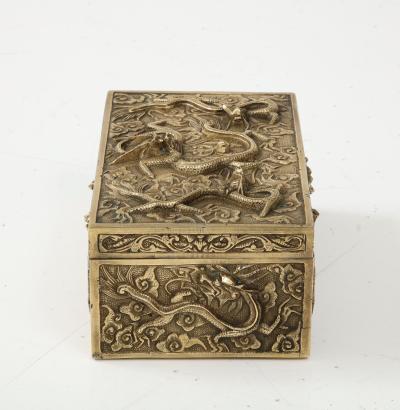 1930s Chinese Solid Brass Dragon Jewelry Box