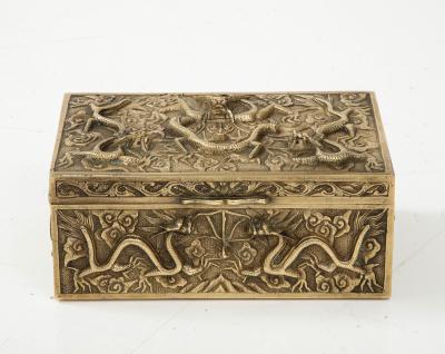 1930s Chinese Solid Brass Dragon Jewelry Box