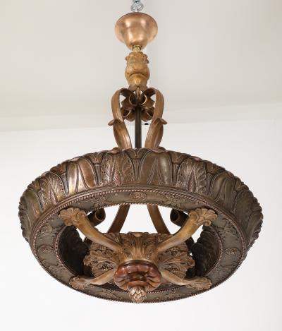 1930s French Bronze Chandelier