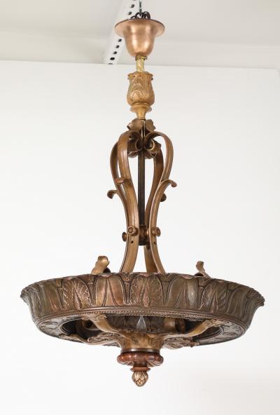 1930s French Bronze Chandelier