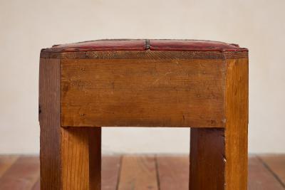 1930s French Oak and Leather Stool