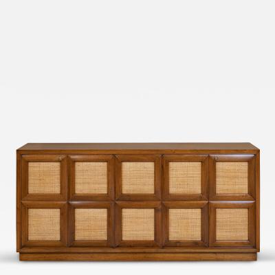 1930s Italian Walnut and Raffia Sideboard