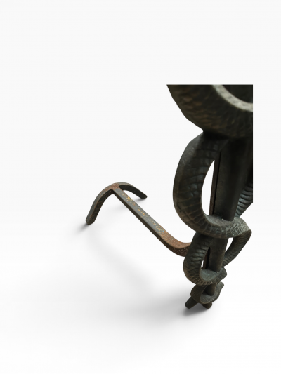 1930s Solide bronze snake andirons