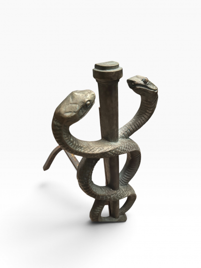1930s Solide bronze snake andirons