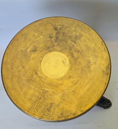 1930s Southwestern Cholla Cactus and Gold Enamel Metal Pedestal Side Table