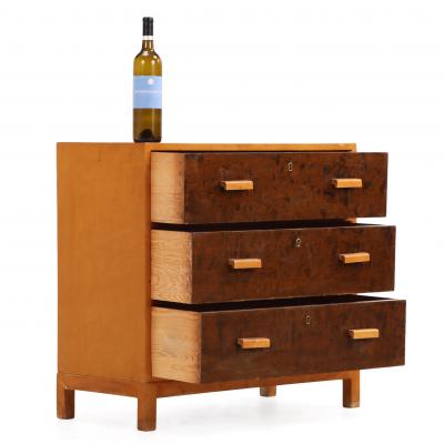 1930s Swedish Art Deco Birch Chest of Drawers