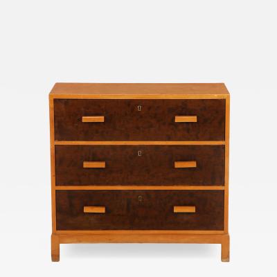 1930s Swedish Art Deco Birch Chest of Drawers