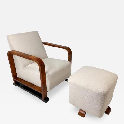 1930s Swedish Art Deco Chair and Ottoman