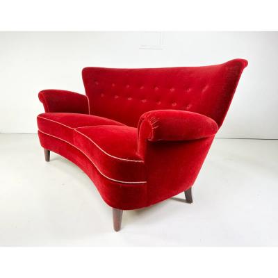 1940 s Curved Danish Sofa