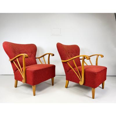 1940 s Swedish Lounge Chairs a Pair