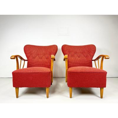 1940 s Swedish Lounge Chairs a Pair