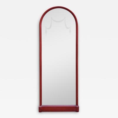 1940 s red lacquered arc mirror