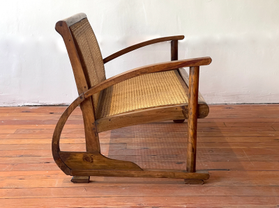 1940S FRENCH CANED BENCH