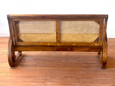 1940S FRENCH CANED BENCH