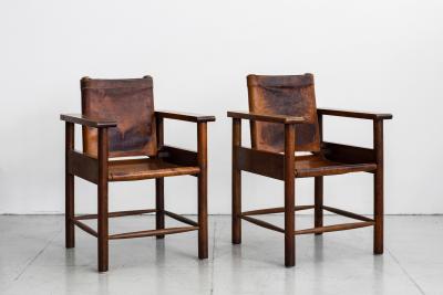 1940S FRENCH LEATHER CHAIRS