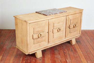 1940S OAK SIDEBOARD WITH BURGUNDY MARBLE
