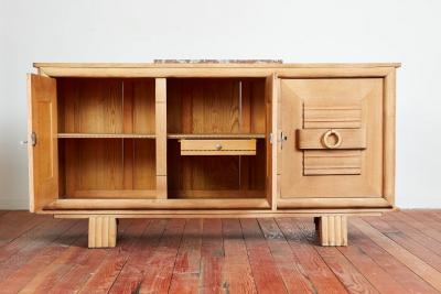 1940S OAK SIDEBOARD WITH BURGUNDY MARBLE