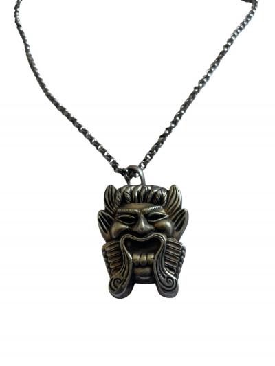 1940s Antiques mask silver necklace