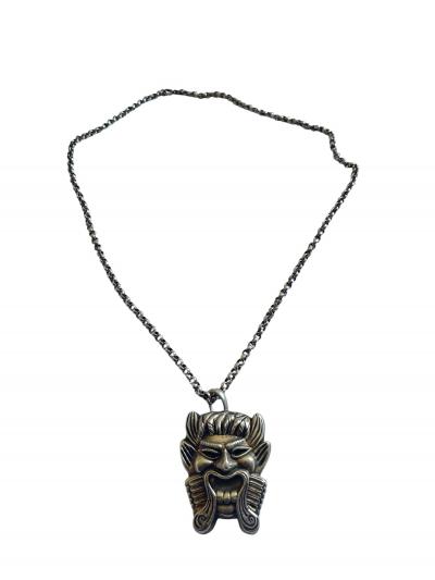 1940s Antiques mask silver necklace