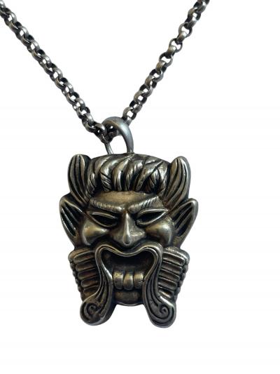 1940s Antiques mask silver necklace
