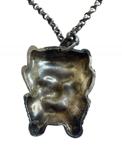 1940s Antiques mask silver necklace