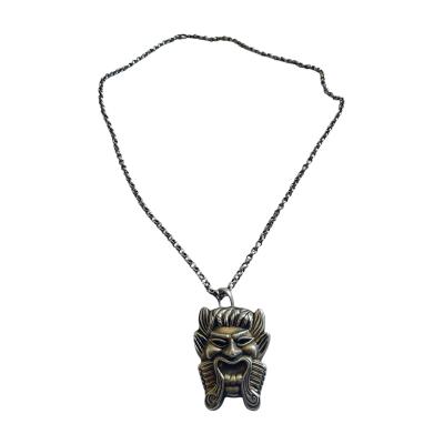 1940s Antiques mask silver necklace