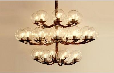 1940s Brass and Steel Chandelier