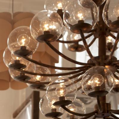 1940s Brass and Steel Chandelier