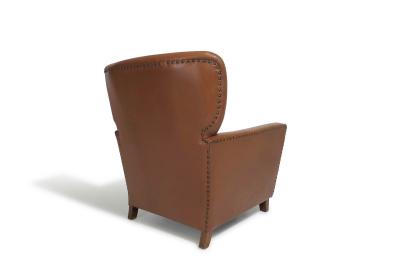 1940s Danish Deco Lounge Chair in Original Leather
