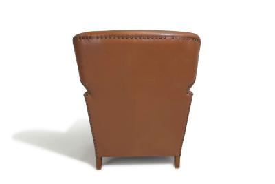 1940s Danish Deco Lounge Chair in Original Leather