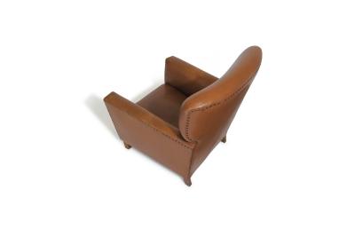 1940s Danish Deco Lounge Chair in Original Leather