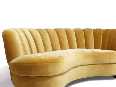 1940s Danish Mohair Sofa with Channel Back and Curved Silhouette