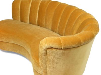 1940s Danish Mohair Sofa with Channel Back and Curved Silhouette