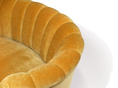 1940s Danish Mohair Sofa with Channel Back and Curved Silhouette