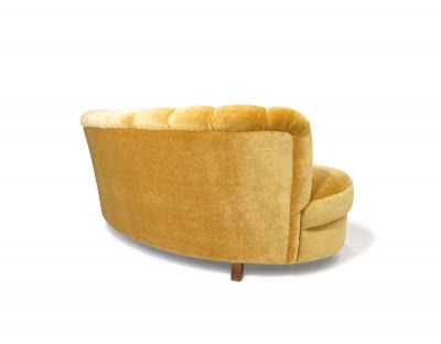 1940s Danish Mohair Sofa with Channel Back and Curved Silhouette
