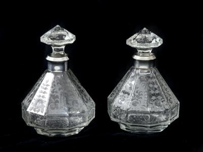 1940s Etched Glass Decanters
