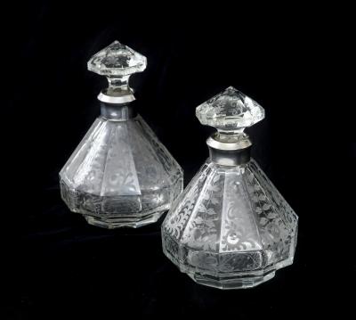 1940s Etched Glass Decanters
