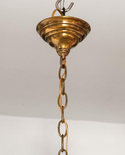 1940s French Art Deco Brass Chandelier