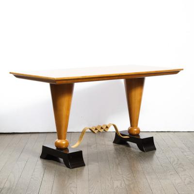 1940s French Art Deco Sycamore Black Lacquer Giltwood Cocktail Table