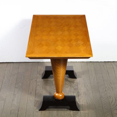 1940s French Art Deco Sycamore Black Lacquer Giltwood Cocktail Table