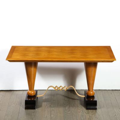 1940s French Art Deco Sycamore Black Lacquer Giltwood Cocktail Table