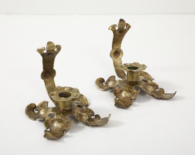 1940s French Arts And Crafts Brass Decorative Candle Holders