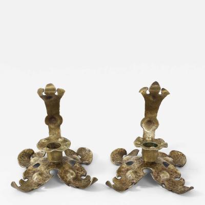 1940s French Arts And Crafts Brass Decorative Candle Holders