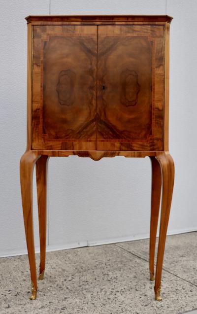 1940s French Burl wood Tall Bar Cabinet